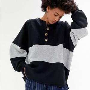 Urban Outfitters Hudson Colorblock Henley Top - Size M - Black Multi